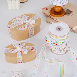Ruban Organza Mignon Multicolore Floral À Pois Rayé Translucide Transparent Ruban Satin Emballage Cadeau Bricolage DIY Rubans