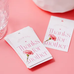 Mother's Day paper tags with carnation design, ideal for gift box and bouquet packaging.