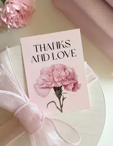 Mother's Day Carnation Greeting Card Thanks and Love Message Paper Card Set of 30
