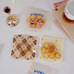 Sacs d'emballage de biscuits ours et canard de dessin animé transparents en plastique
