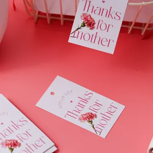 Mother's Day gift hang tags with carnation print, ideal for flower bouquets and gift boxes.