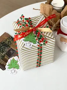 Christmas decorative ribbon pompom string gift wrapping DIY tape product detail view.