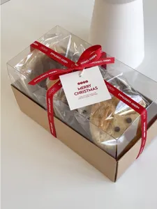 Christmas gift wrapping ribbon 1cm wide red ribbon with merry christmas text and gift box set