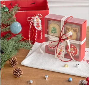 Weihnachten rot weiß Hanfseil Band Vintage Geschenkverpackung Etikett DIY Deko Set für Feiertag