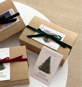 Christmas velvet ribbon gift box packaging DIY handmade satin ribbon decorative set for holidays.