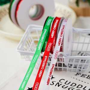 Christmas ribbon 1cm wide gift wrapping ribbon DIY holiday craft decoration supplies green red white