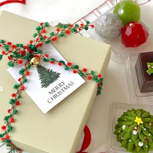 Christmas Decorative Pompom Ribbon Polyester Velvet DIY Gift Wrapping Rope For Festive Holiday Decor