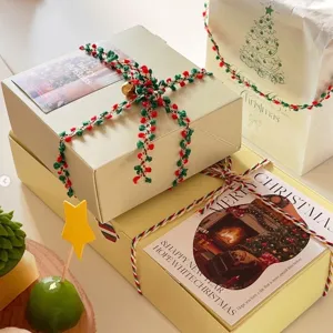 Christmas decorative ribbon pom pom gift wrapping string DIY holiday present box decor rope