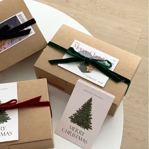 Christmas velvet ribbon gift box packaging DIY handmade ribbon for holiday gift decoration set