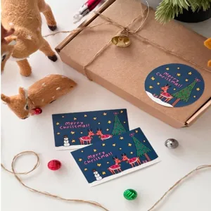 Cartes de vœux de cerf de Noël ensemble emballage cadeau DIY cartes de message déco