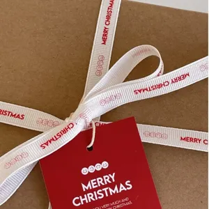 Christmas ribbon with smiley face 1cm wide gift wrapping decorative ribbon for DIY crafts.