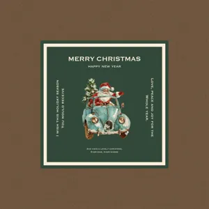Adesivo sigillo di Natale quadrato, design auto Babbo Natale retrò per confezioni regalo.