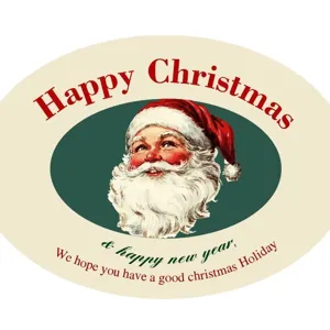 Noel vintage Pere Noel autocollant ovale autoadesif pour emballage de cadeau de fetes