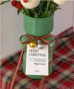 Cinta decorativa de Navidad cuerda de embalaje DIY con campanas y etiqueta festiva