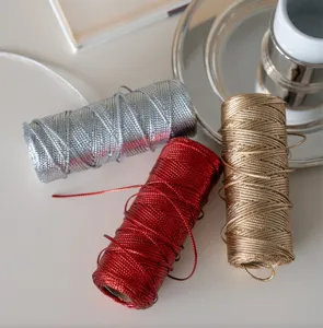 Metallic Christmas cord for gift wrapping, DIY bows, decorative string, 3 colors