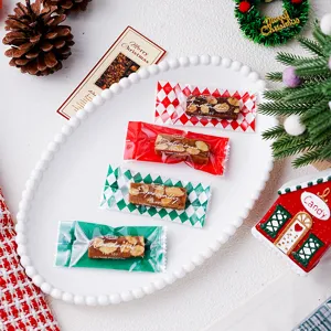 Kerst snoep verpakkingszakken rood en groen ruitjes noga sealing zakjes voor cadeaus 100s
