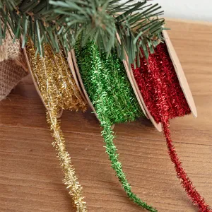 10 Yardas Cinta Navidad Oropel Cordón Metálico Envoltorio Regalo DIY Decoración