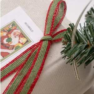 Cinta de Cuerda de Cáñamo Verde Roja de Navidad Vintage Cinta de Paquete Festivo Cuerda de Embalaje Tejido a Máquina Para Envoltura de Regalos Decoración de Artesanía DIY