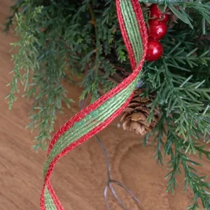 Cinta decorativa de cuerda de cáñamo roja y verde DIY para envolver regalos de Navidad y fiestas.