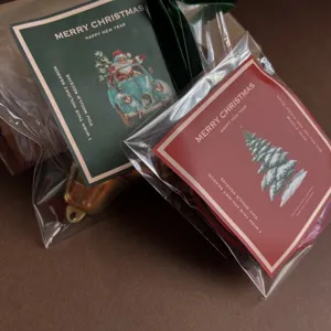Adesivi di sigillatura per imballaggi natalizi, set di cartoline regalo quadrate festive