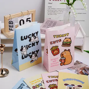 Cute cartoon gift paper bags ins style packaging bags beautiful storage bags detail view