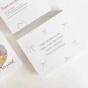 Tarjeta de Felicitación de Cumpleaños con Lazo Rosa Estilo Coreano para Decoración de Envoltura de Regalos Bricolage