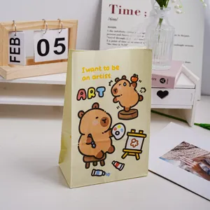 Cute cartoon capybara art theme gift paper bag, ins style portable storage packaging bag for gifts.