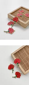 DIY carnation flower charms metal enamel pendants for handmade jewelry and gift decoration.