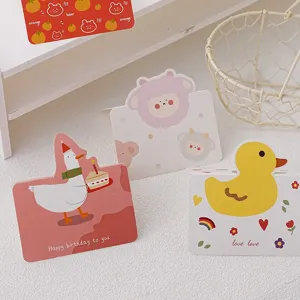 Niedliche Cartoon Grußkarte gelbe Ente Tierdesign Geschenk Dankeskarte für Bäckerei