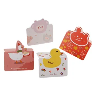 Süsse Zeichentrick-Faltkarten-Set mit Enten Bären und Schafen perfekt für Geschenke und Bäckerei.