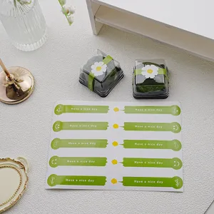 Autocollants de Scellage Floraux Verts Étiquettes Adhésives à Longue Bande Pour Décoration d'Emballage de Boîte Cadeau Alimentaire DIY Étiquettes de Sceau