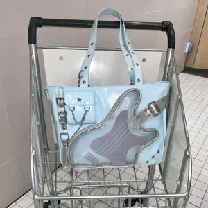 Hellblaue Ita-Bag mit transparenter Gitarren-Tasche, große Kapazität, Freizeittasche