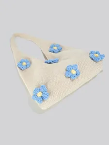 Handgemachte Stricktasche Häkelblume Schultertasche lässige ästhetische Beuteltasche