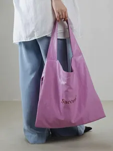Stylish purple soft leather tote bag with large capacity for women casual daily use.