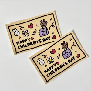 Children's Day Greeting Cards Cute Cartoon Bunny Bear Design Gift Decoration Message Cards