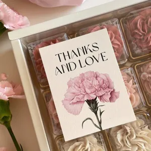 Mother's Day carnation flower gift box set with greeting message card for special occasions.