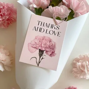Mother's Day carnation greeting card thanks and love message paper card for flowers 30pcs