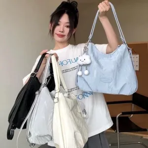 Korean style simple commuting tote bag soft casual student single shoulder crossbody bag