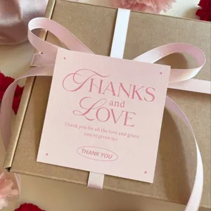 Tarjetas Felicitación Cuadradas Papel Estucado Minimalistas Notas Mensaje Escritas a Mano Rosa Romántico para Decoración Regalo Ramo