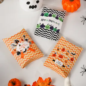 Halloween Party Candy Paper Box Cartoon Pumpkin Bat Castle Printed Pillow Gift Box Kids Snacks Packaging Treat Box For Holiday Decor