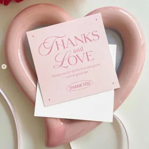 Tarjetas de felicitación cuadradas rosas mensajes de agradecimiento para ramo de flores