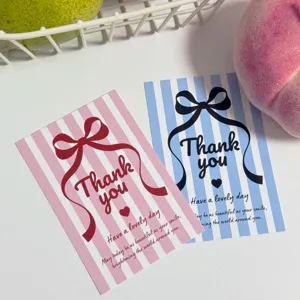 Semplice Moderno Cartoncino Ringraziamento Biglietto A Righe Decorazione A Fiocco Biglietto Auguri Per Graduazione Festival Confezione Regalo Cancelleria