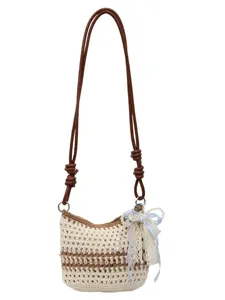 Sac bandoulière au crochet fait main, mini sac tricoté d'été, joli sac de plage pour femme.