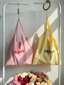 Grande borsa a tracolla in tela con stampa di lettere borsa shopper casual per acquisti