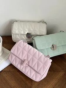 Women's Fashion Quilted PU Leather Shoulder Bag Small Crossbody Chain Bag Elegant Commuter Flap Bag Purse