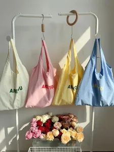 Borsa Tote in Tela da Donna Grande Capacità Borsa a Tracolla Casual Stampa di Lettere Semplice Borsa della Spesa di Designer Borsa Versatile