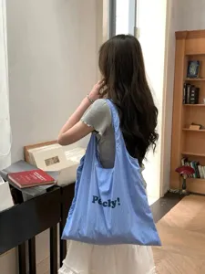 Canvas Tote Bag Large Capacity Striped Letter Print Casual Shoulder Bag Shopping Bag For Women Daily Commuting