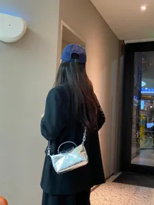 Women silver metallic dumpling handbag versatile new style casual shoulder crossbody bag