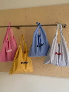 Borsa Shopper Casual in Tela da Donna Grande Capcapacità Rigata Stampa Lettere Borsa a Tracolla Moda
