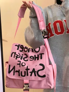 Borsa a Tracolla in Tela di Grande Capacità Lettera Graffiti Casual Messenger Donna Uomo Tendenza Urbana